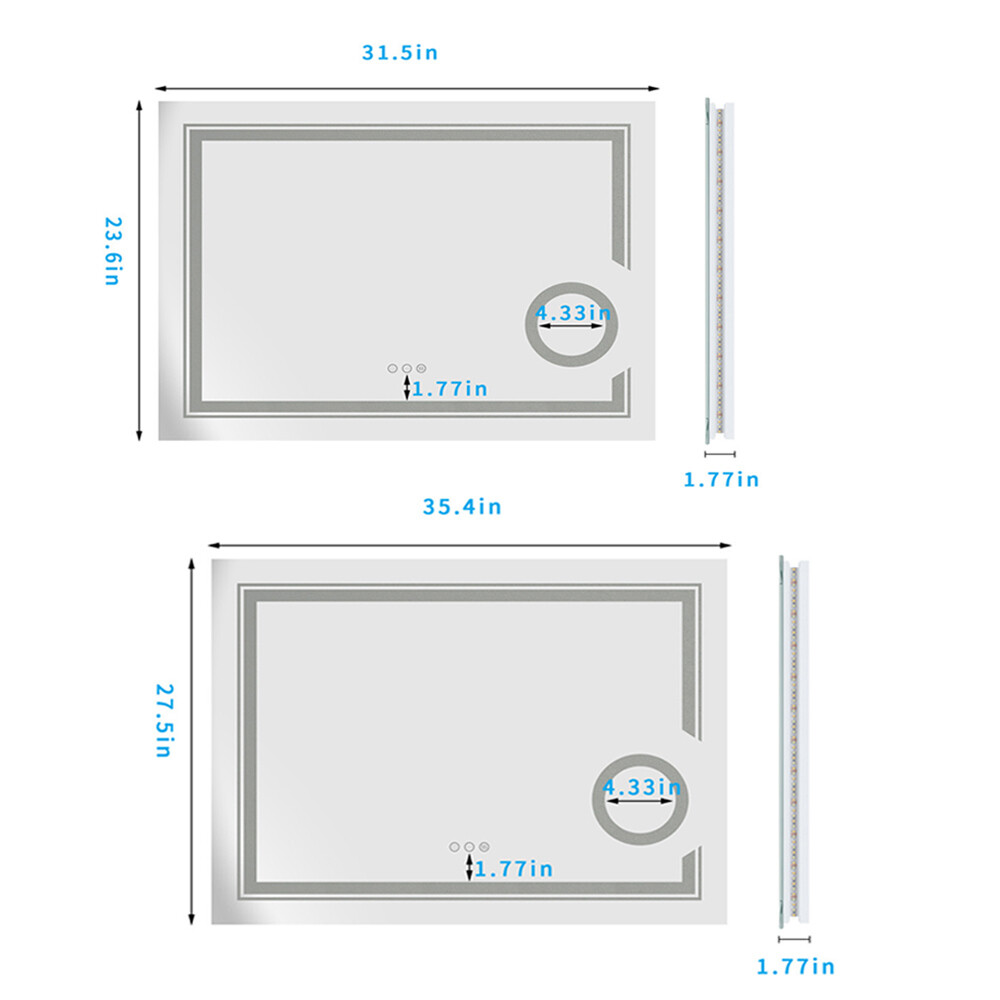 Backlit Wall Bathroom Mirror Makeup LED Vanity Mirror Antifog Magnifying Design