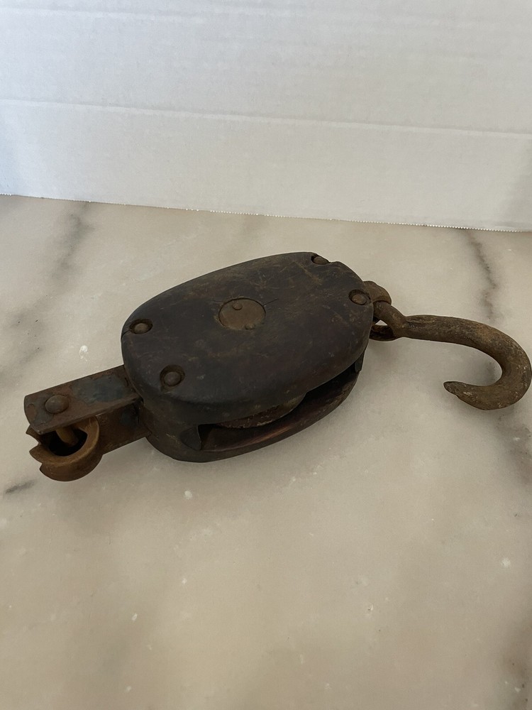 Antique Wood And Iron Pulley