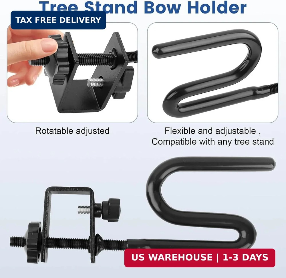 QCG Tree Stand Bow Holder - 360 Fork Rotation Angle Crossbow Holder Archery Comp