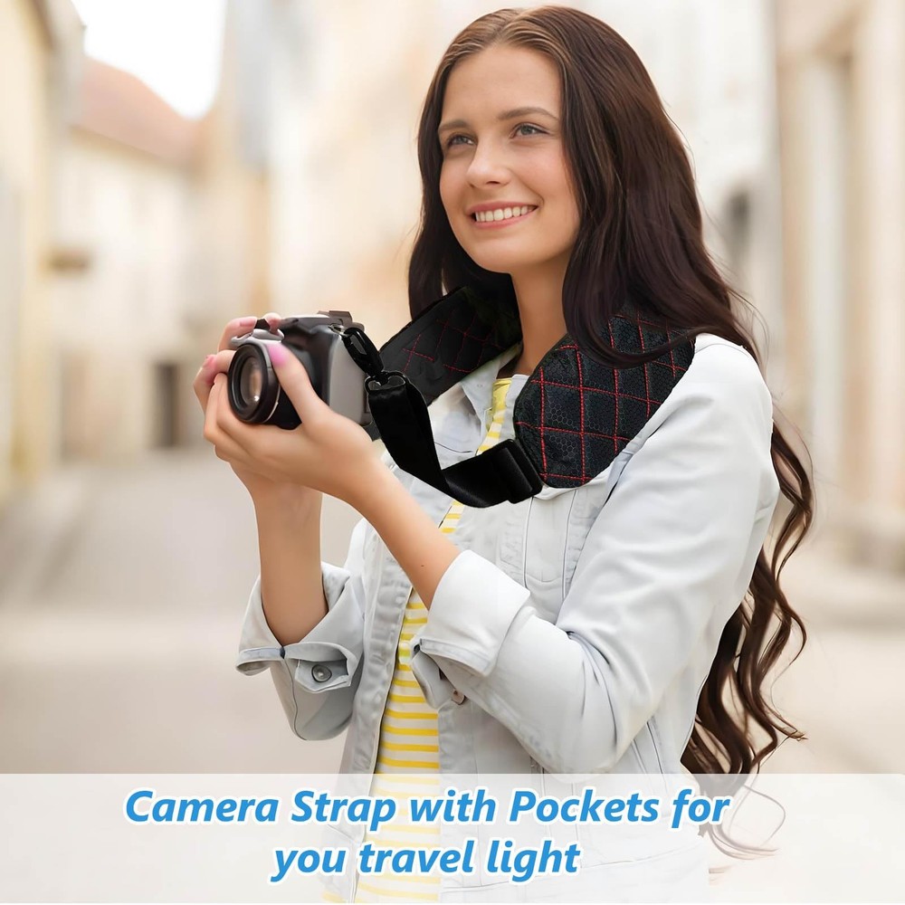 LONPAI Ultra Comfortable Rapid Camera Neck Strap with Accessories 53", Black