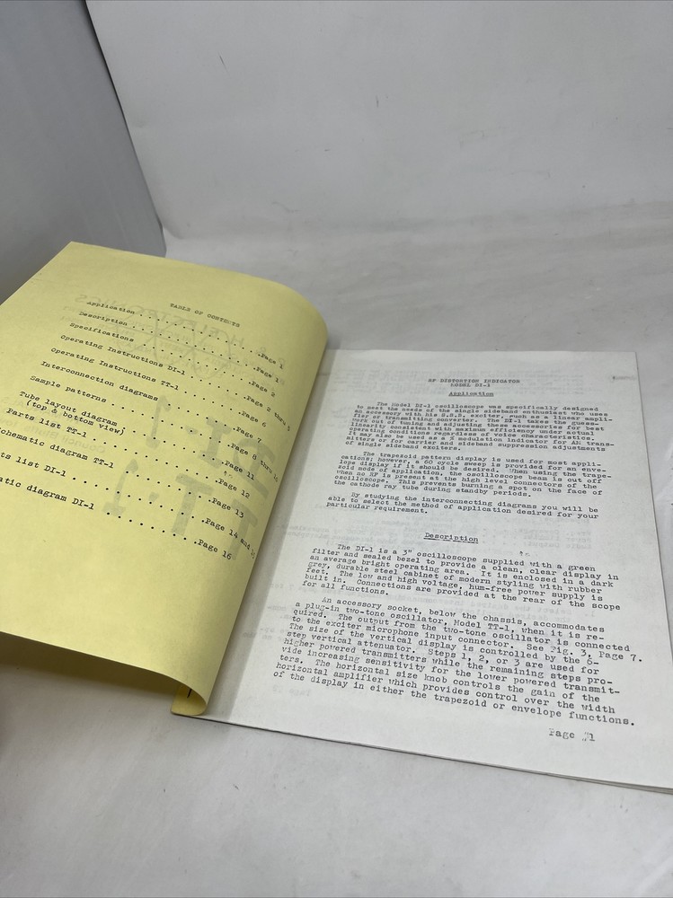 P&H Electronics RF Distortion Indicator Model DI-1 Manual