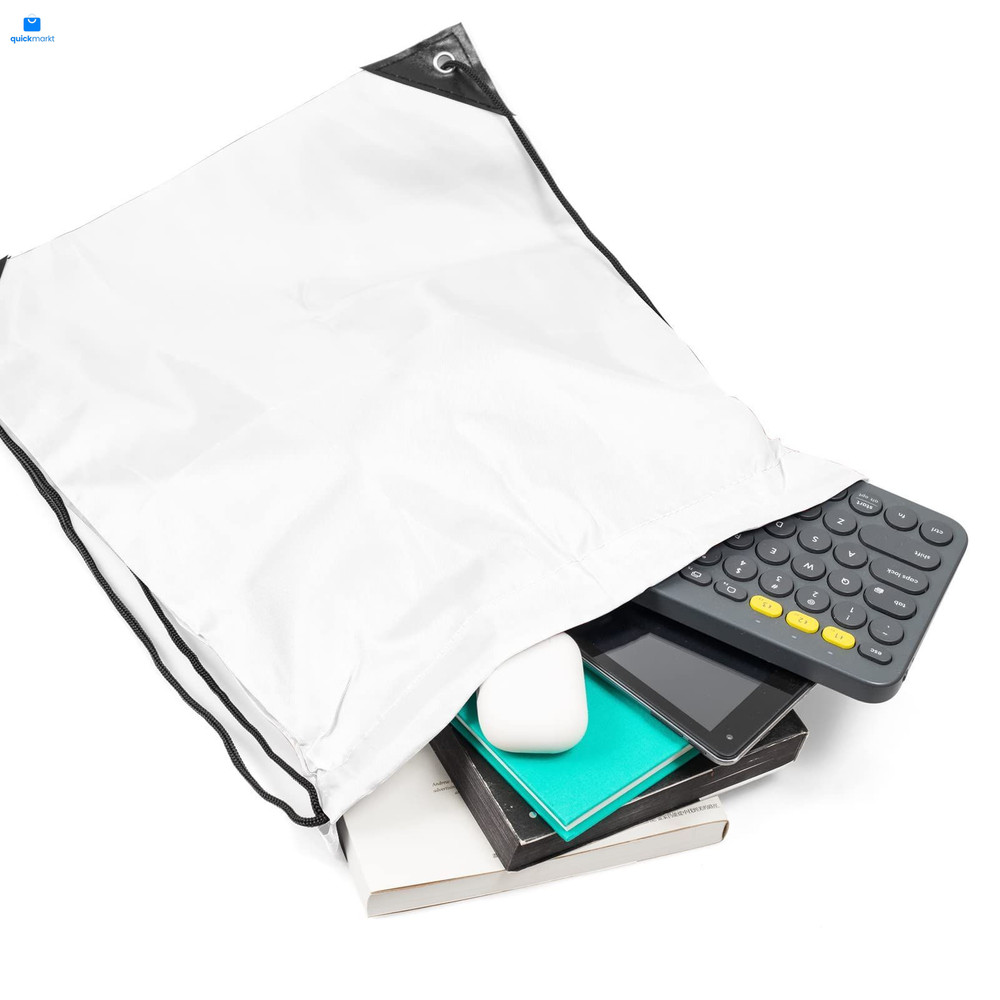 IKAYAS 6 Pcs Drawstring Bags Bulk White Backpack, 6 Pack,