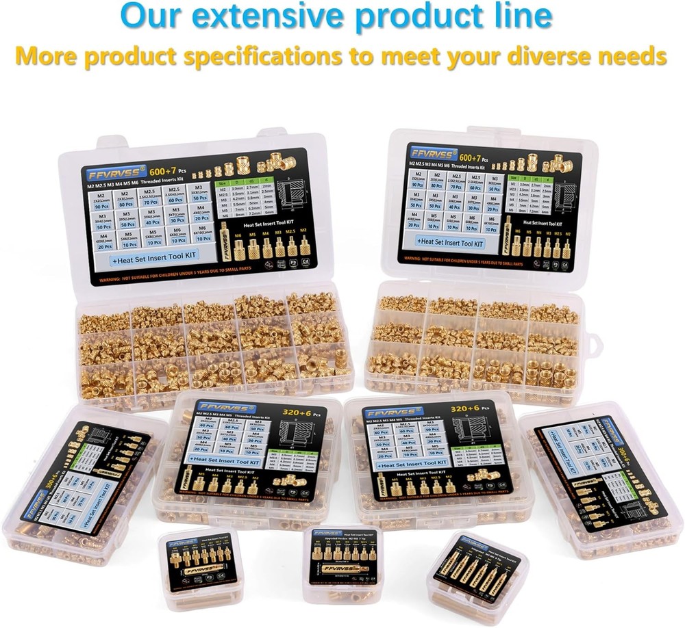 7X Soldering Tips/Heat Set Insert Tips - for Thread Inserts M2, M2.5, M3, M4, M5
