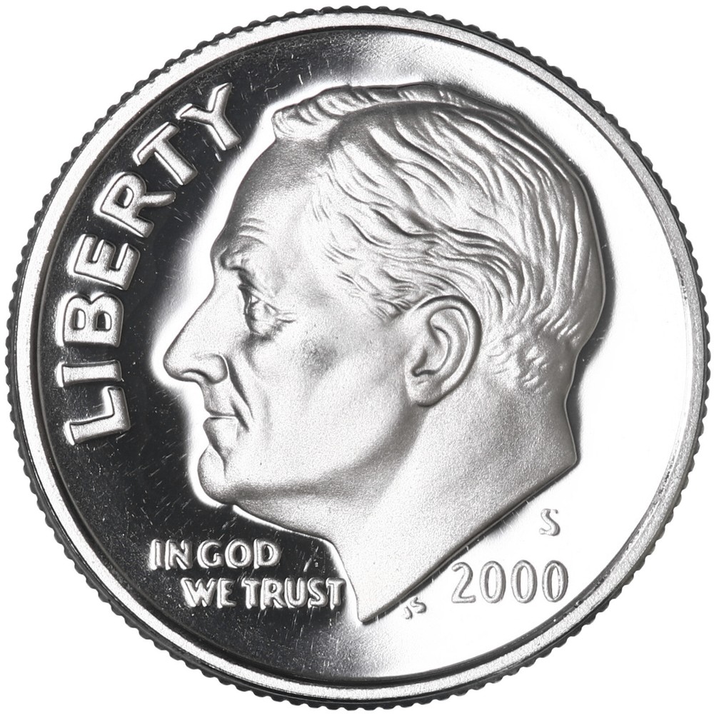 2000 S Roosevelt Dime Gem DCam Proof CN-Clad