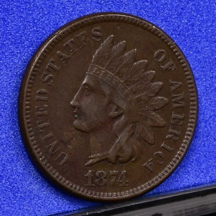 1874 Indian Cent - V Ch VF (#57416-L)