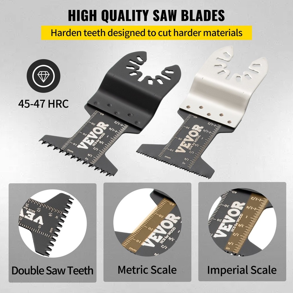 VEVOR 50 PCS Oscillating Saw Blades,Quick Release Multitool Blades Kit,HCS Tool