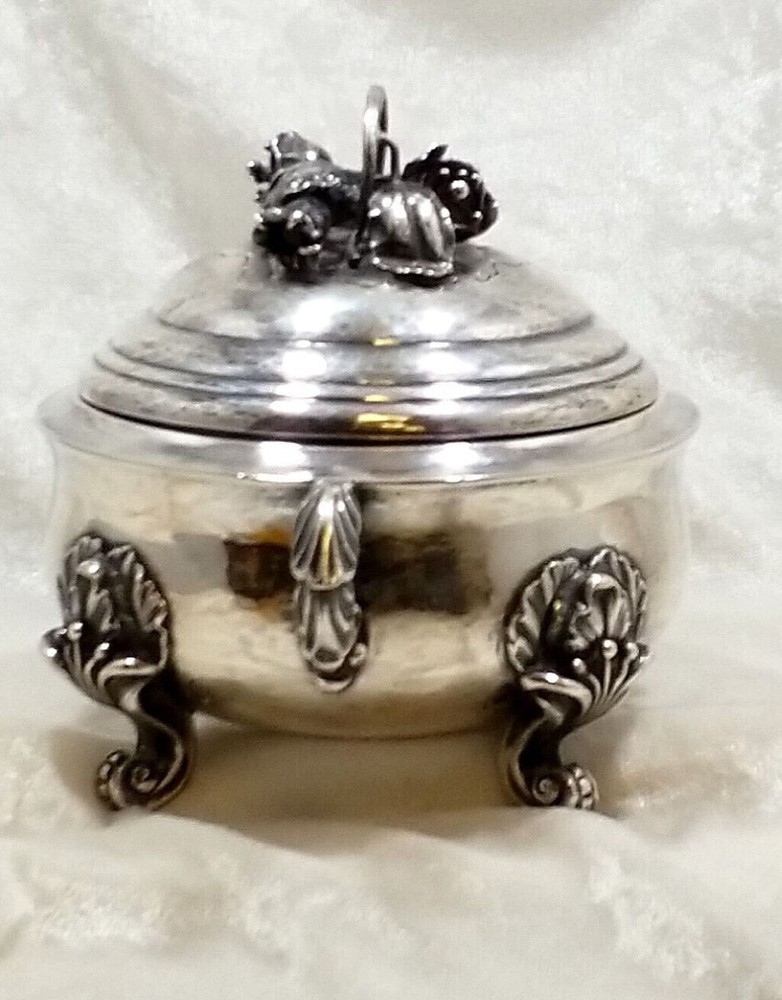 Antique Floral Pattern Hammered 835 Silver Candy Dish