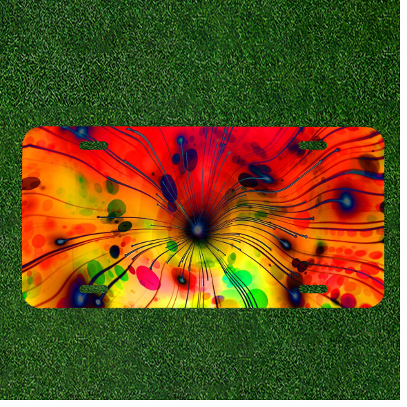Custom Personalized License Plate Auto Tag With Colorful Rainbow Blue