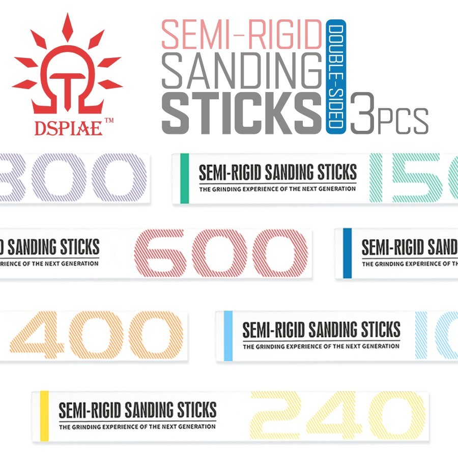 DSPIAE: Sanding Sticks 3pc - Double-Sided Boards - 7 Board Stick Types
