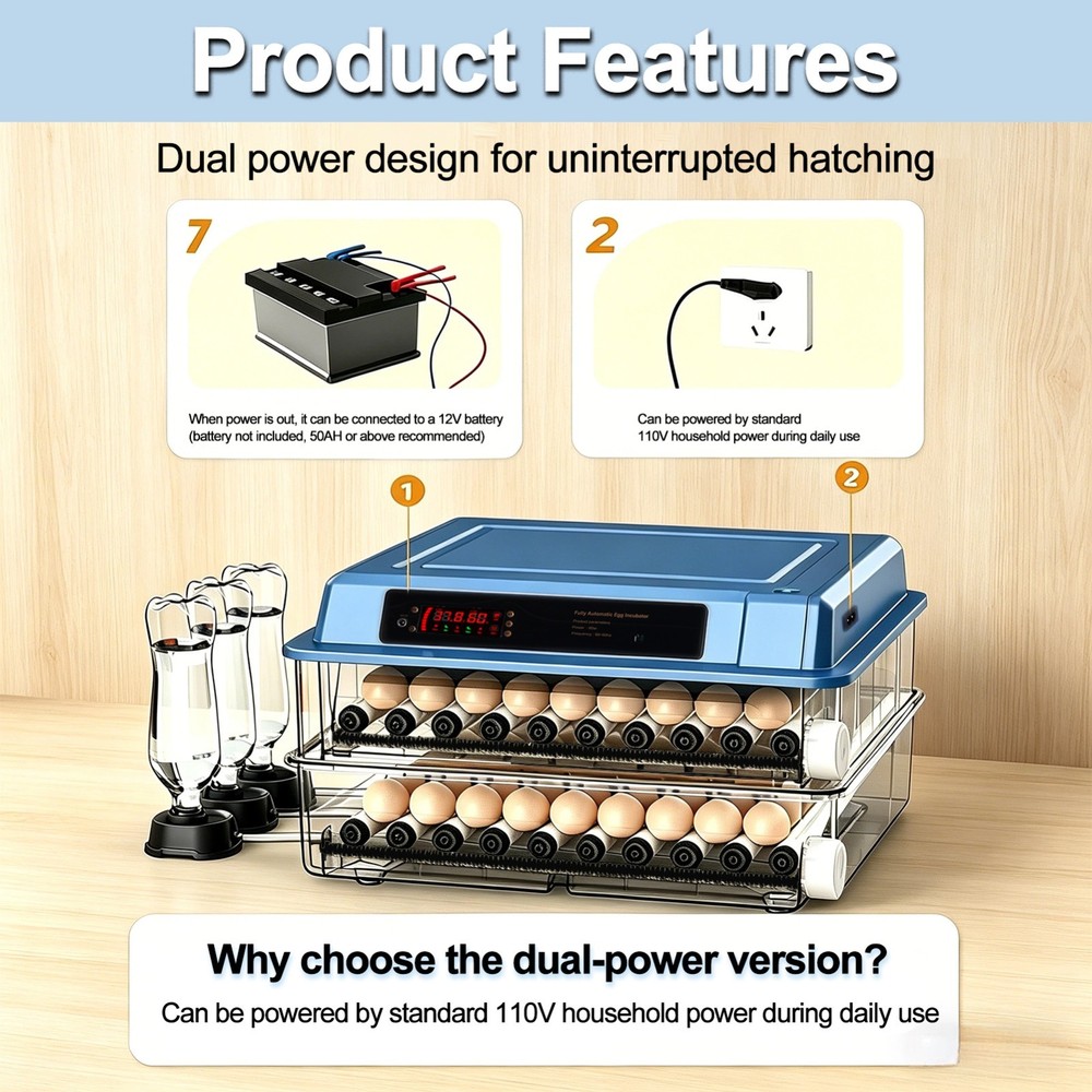 Incubators for Hatching 120 Eggs, Incubator, Automatic Egg Turning