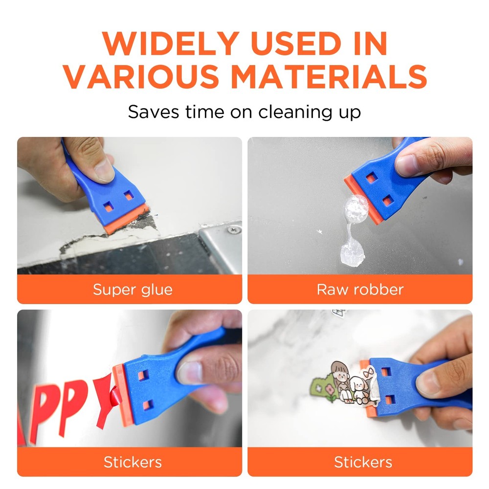 Plastic Razor Blades Scraper Tool 2 Pack Wall Paint Remover with 100 Pcs Pla...