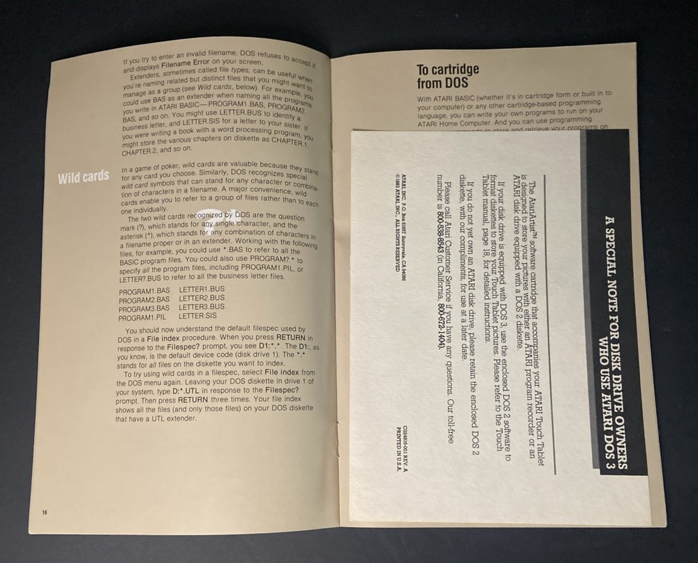 1983 Introduction to the Atari Disk Operating System DOS 3 Manual