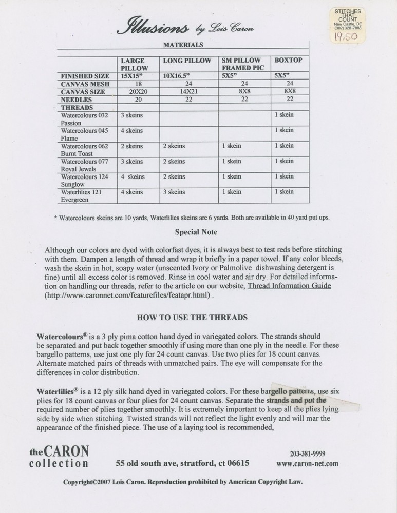 Caron Collection Illusions Needlepoint Pattern