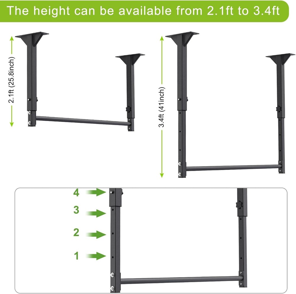 48" Ceiling Mounted Pull Up Bar Heavy Duty Multi-Grip Chin Up Bar,Mounted Pullup
