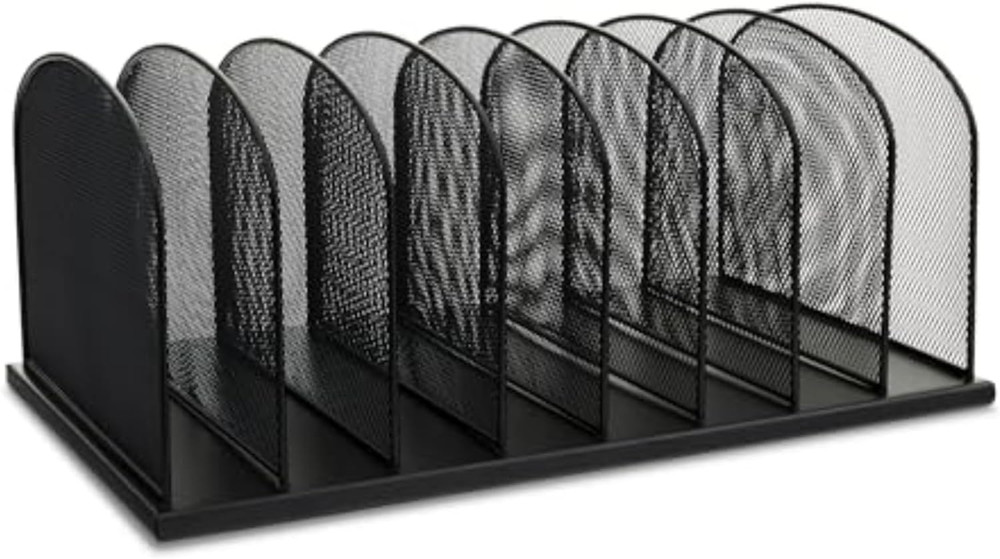 Onyx Desk Organizer, 8 Side by Side Vertical Compartments, Office and Classroom