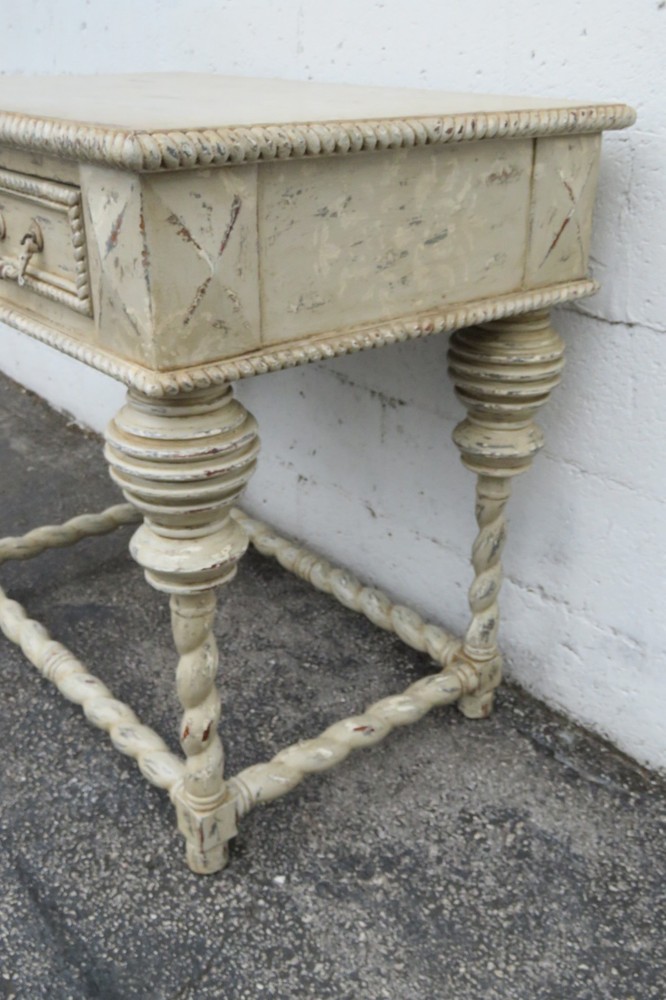 Guildmaster Shabby Chic Distressed Painted Carved Spindle Legs Buffet 5995