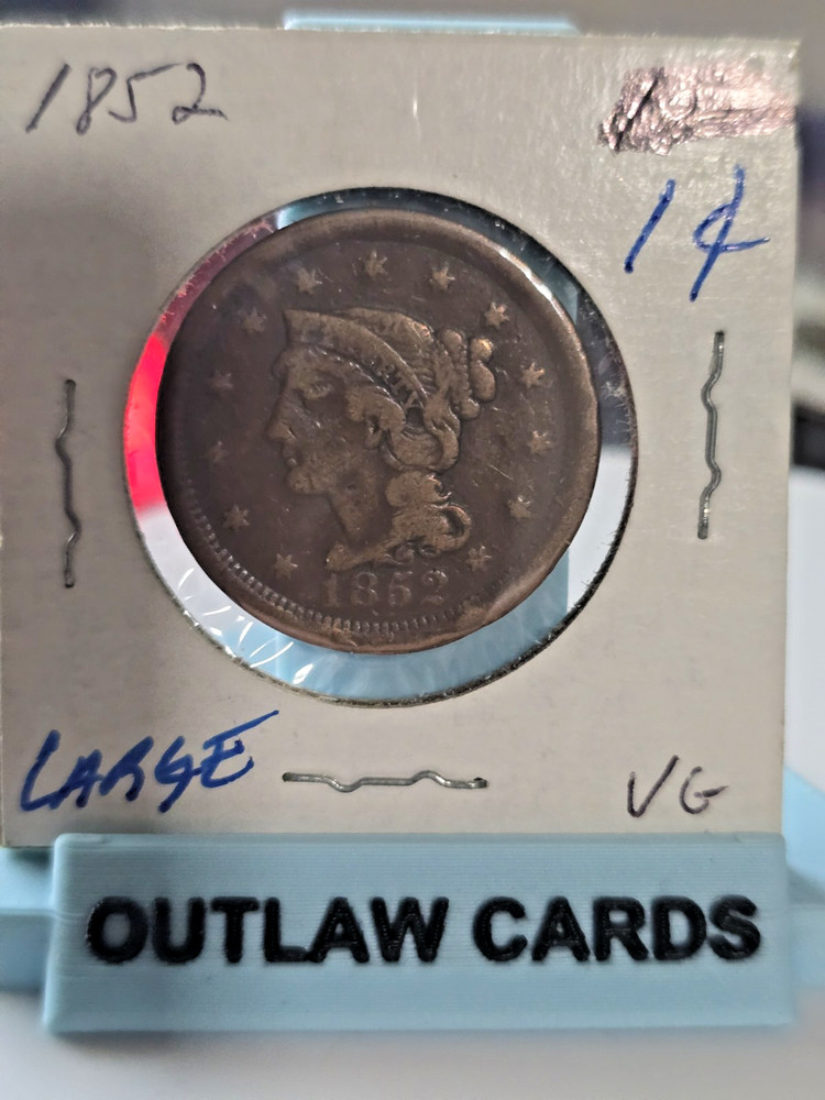 1852 US CORONET LARGE 1 CENT COIN