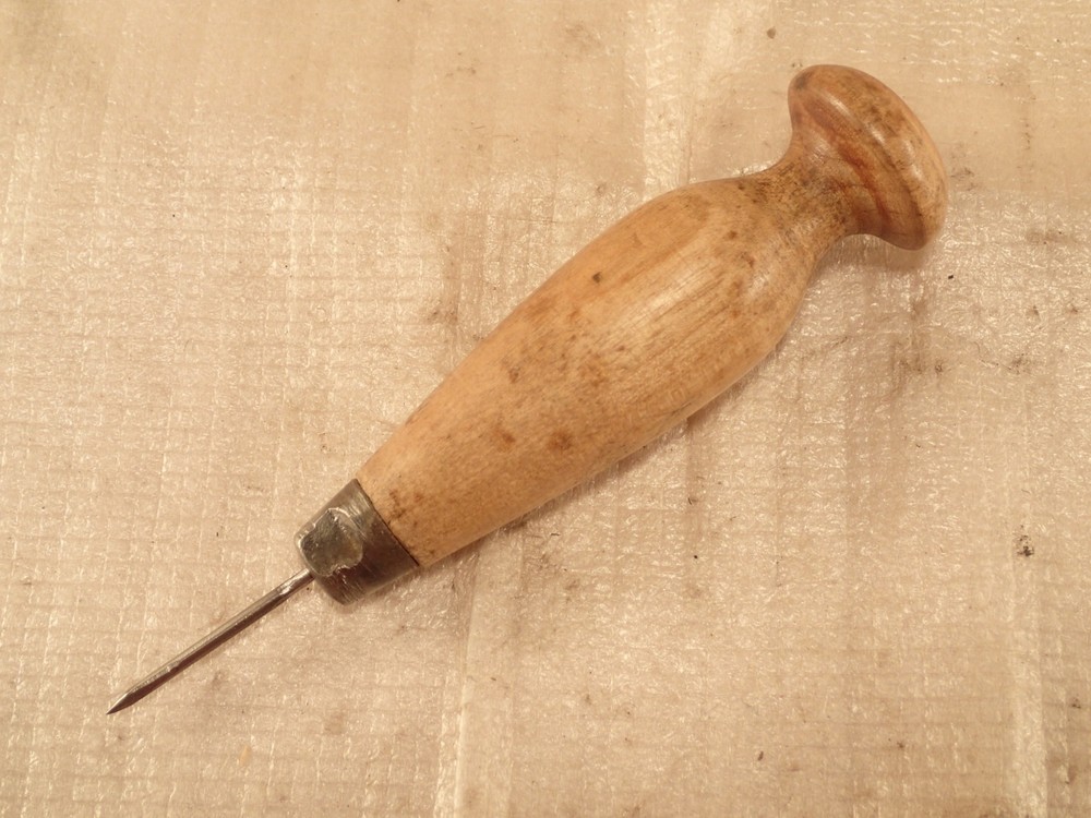 Vintage Maple Wood Handle Scratch Awl Scribe 5" long