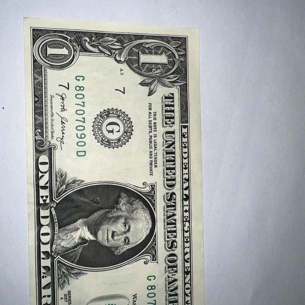 1 Dollar 2017, Cutting Error, Fancy Serial Number