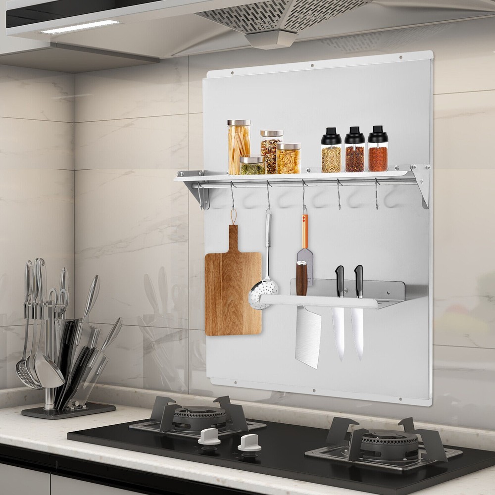 Range Backsplash Commercial Kitchen Stove Backsplash W/ Storage Shelf Wall Mount