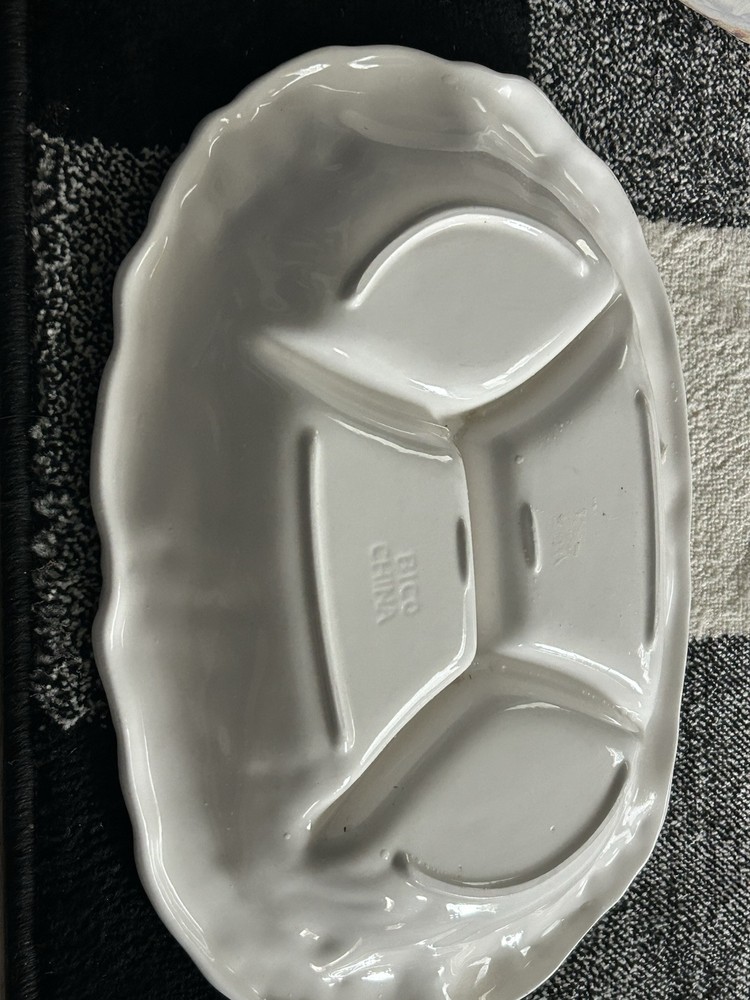 OBLONG ceramic VEGETABLE DIVIDED SERVING PLATTER