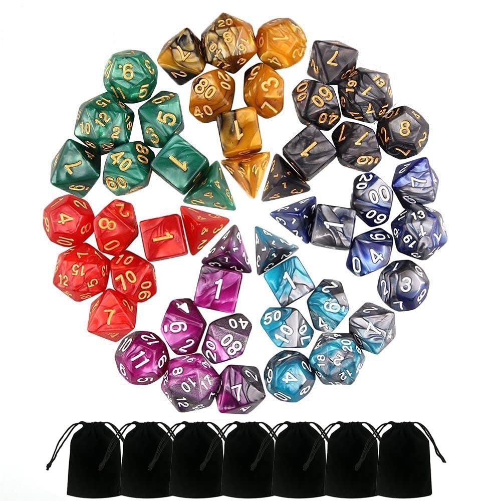 7 Sets (49PCS) Polyhedral Dice Set for Dungeons & Dragons/RPG, Complete D&D/D...