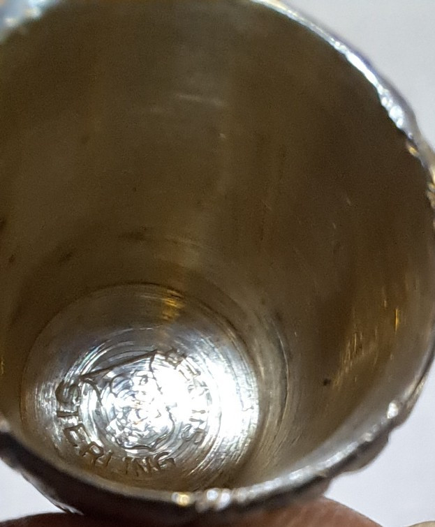 Vtg Sterling Silver Thimble Size 11 Initials DJB