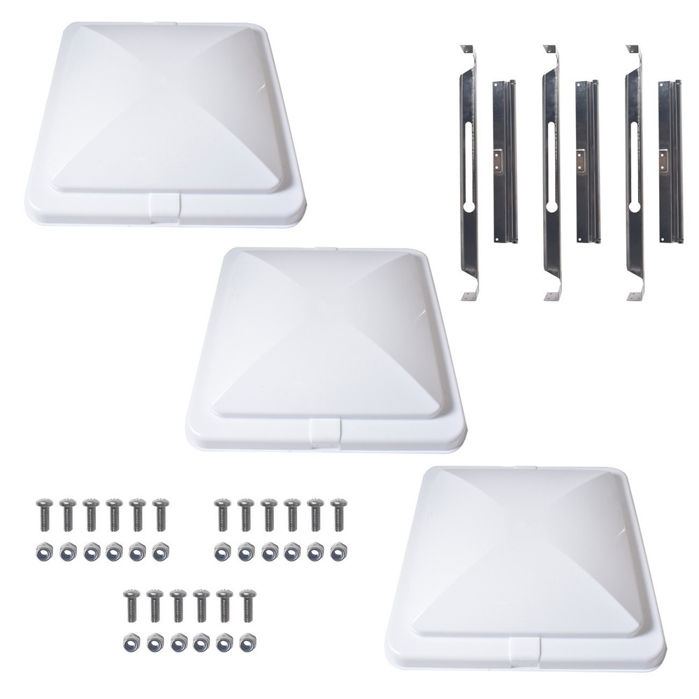 3 Pack White 14" x 14" Replacement Roof Vent Cover Camper RV Trailer Ventline