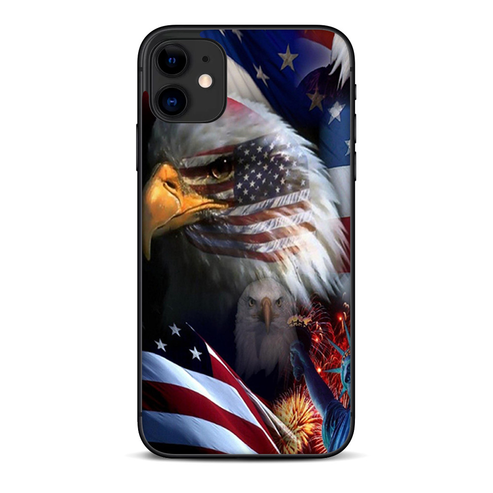 Skins Decal Wrap for Apple iPhone 11 - USA Bald Eagle in Flag