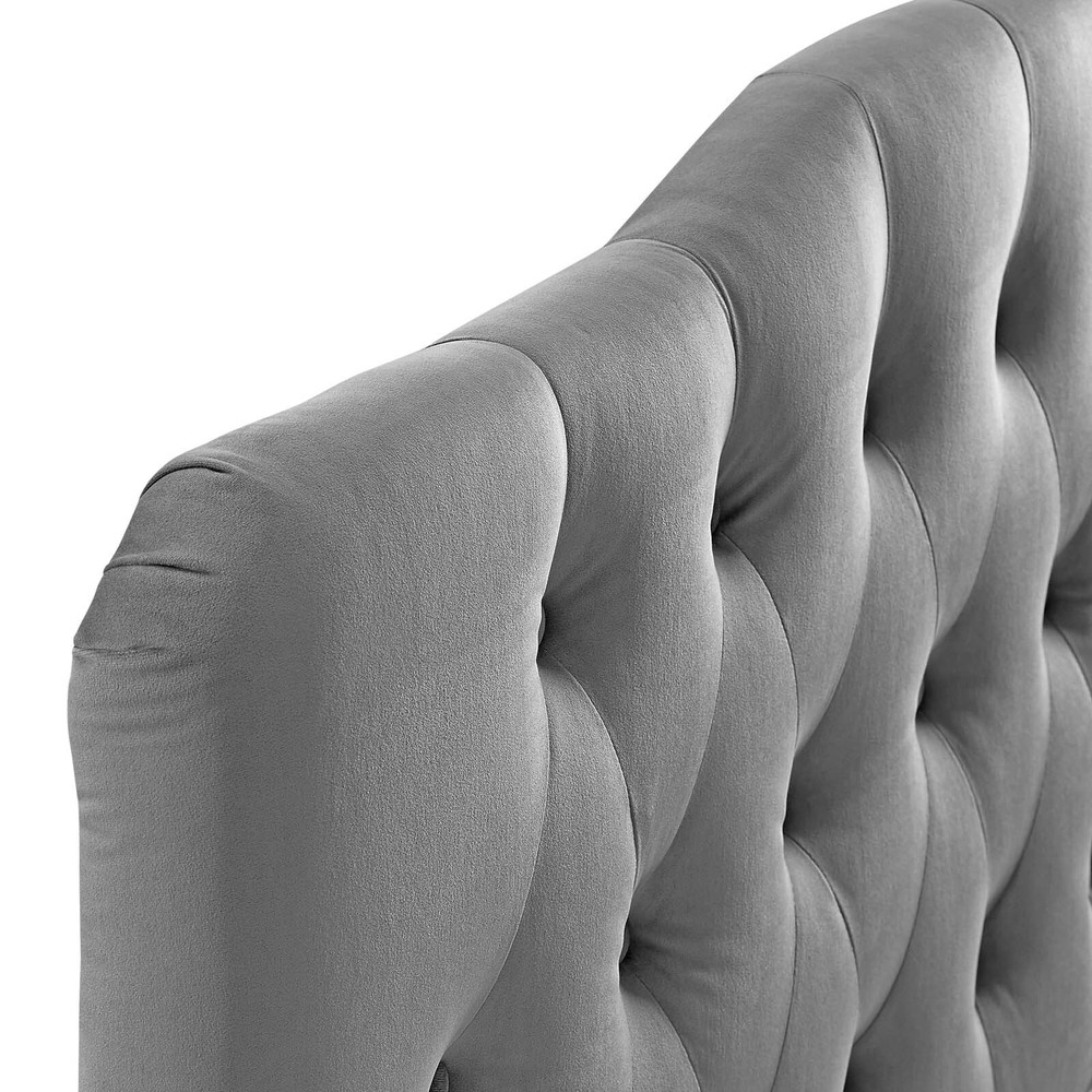 Modway Annabel Diamond Tufted Performance Velvet Queen Headboard in Gray