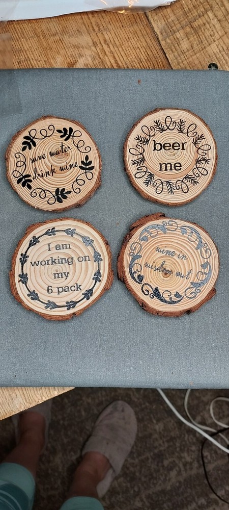 Double sided Wood slice coasters with sayings