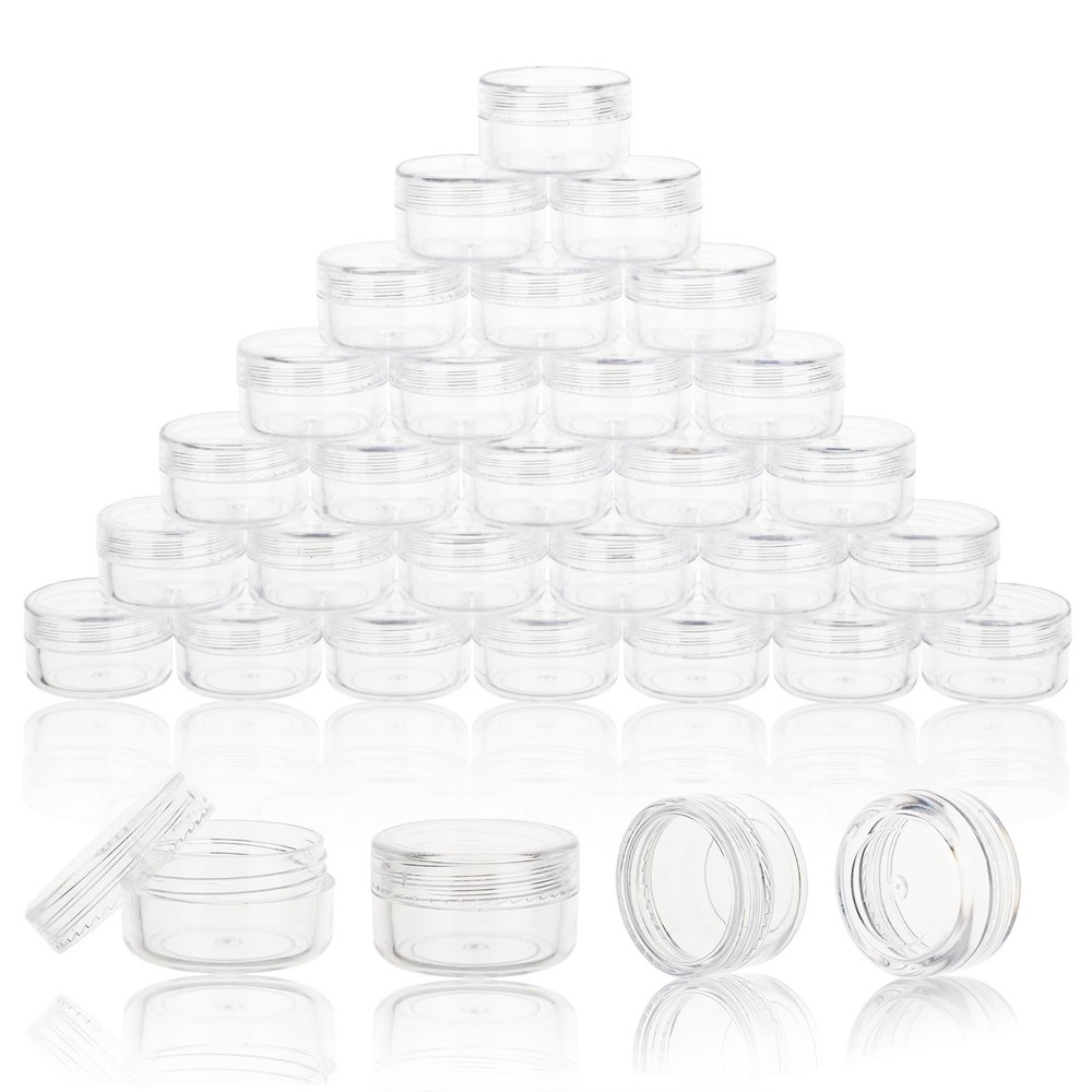 50 Count 3 Gram Sample Containers, Clear Lip Balm Containers with Lids, Small...
