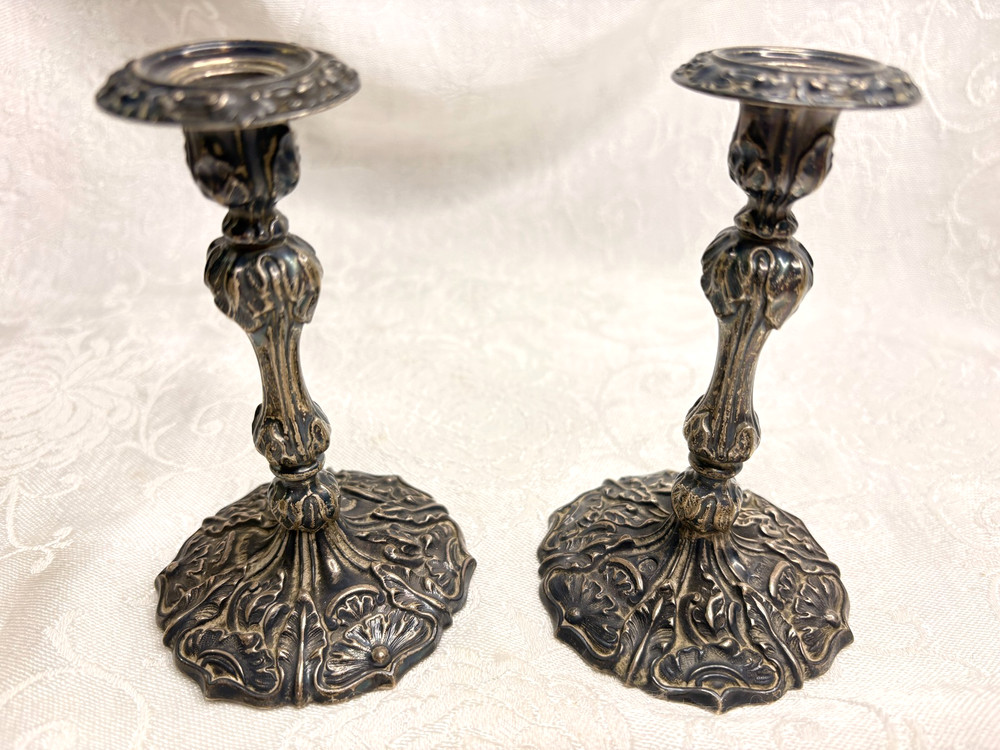 Lovely Victorian Sterling Silver Small Candlesticks - Pair - Half Taper ~ UK