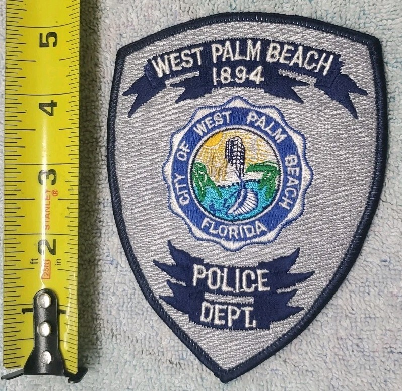 Vtg Obsolete West Palm Beach Florida Police Patch With Note