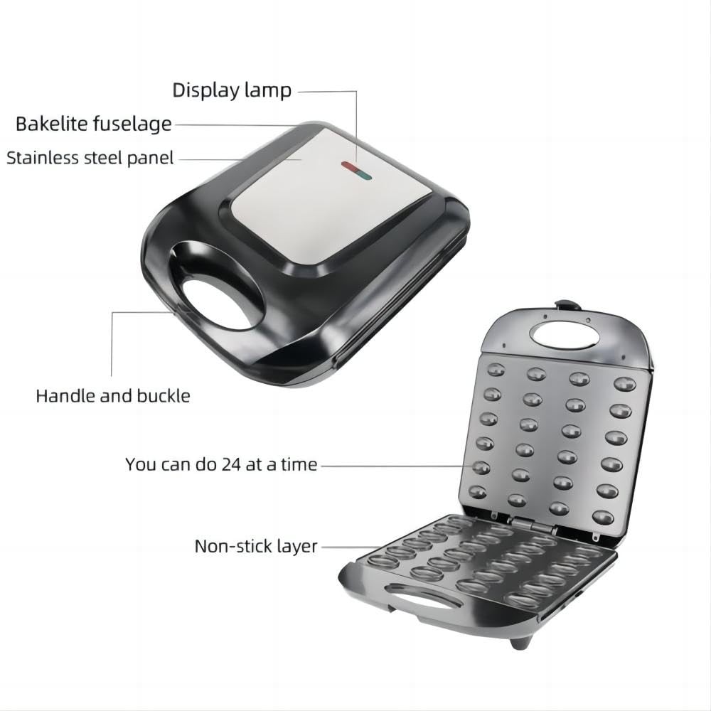 24 Walnut Cookie Maker, Non Stick Double Sided Walnut Cookie, Maker Mold Make...