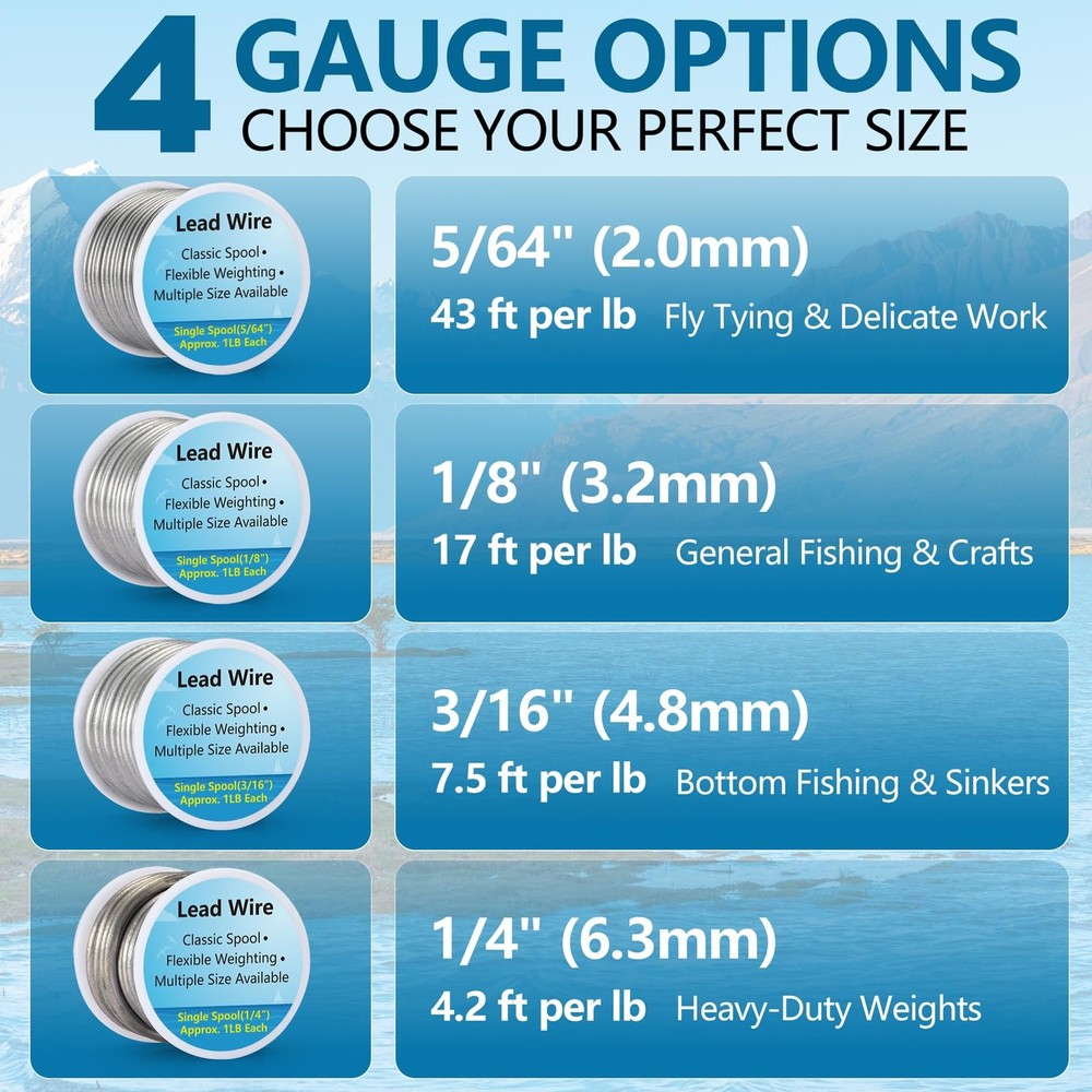 Lead Wire Solid Core Roll 1 Lb Spool — Soft High Density Lead Line for Fishin...