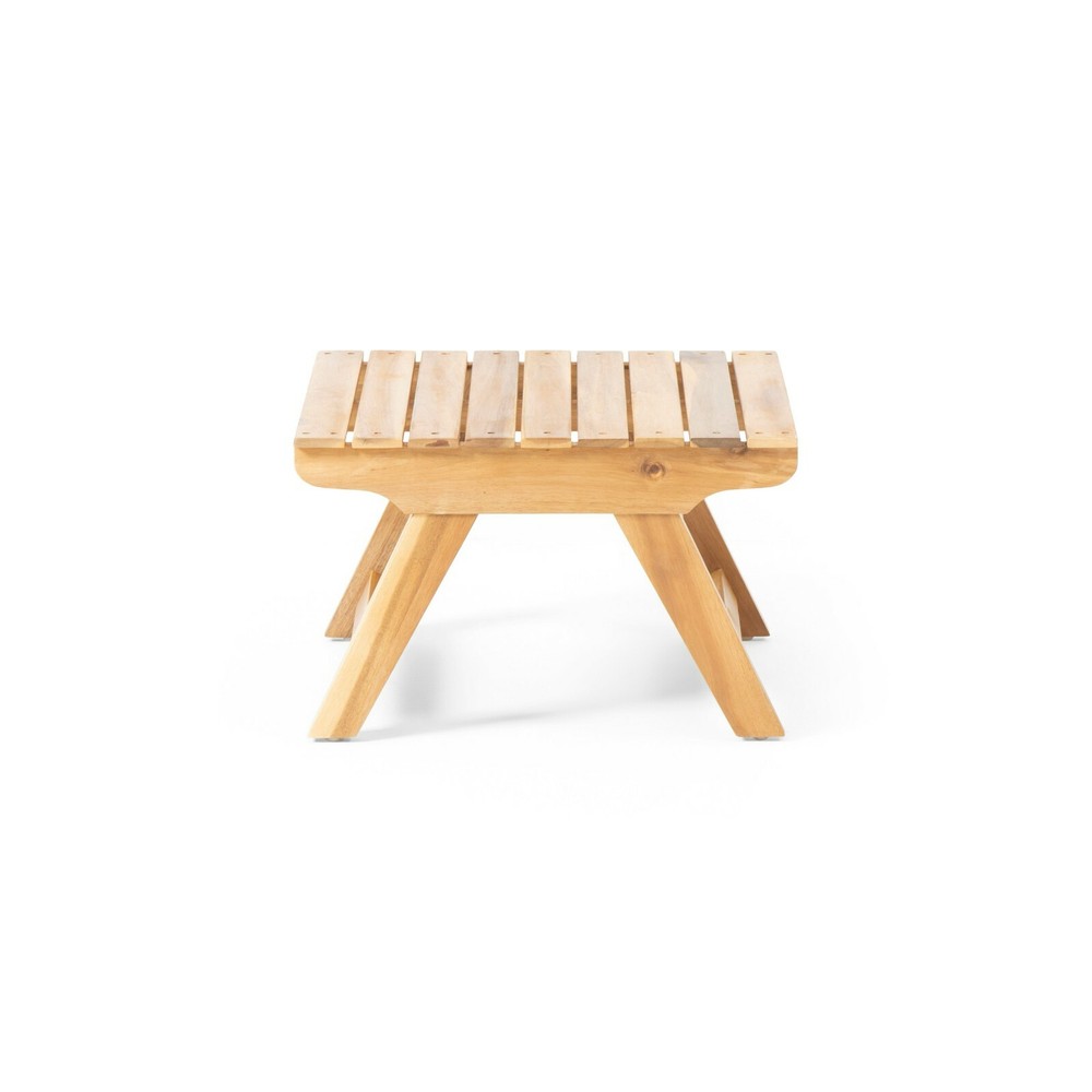 Outdoor Acacia Wood Slat Panel Side Table, Teak