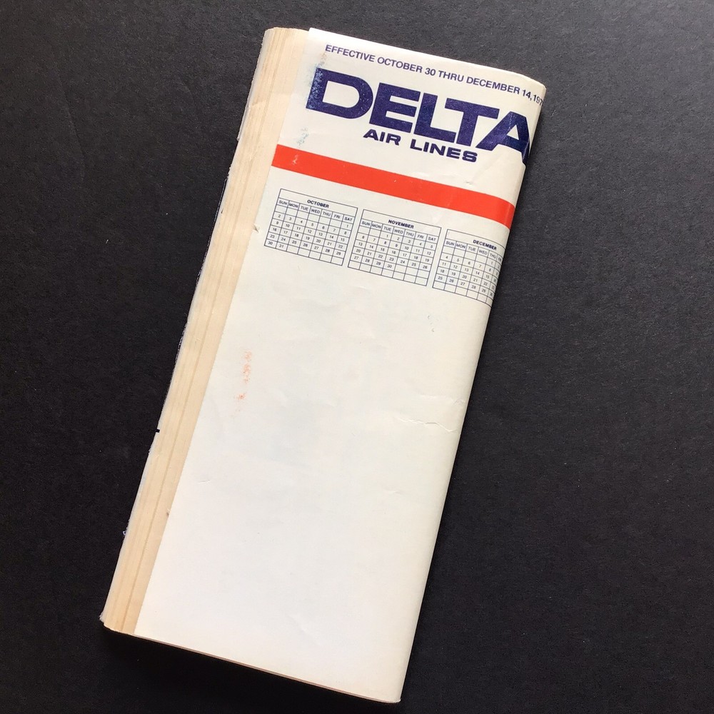 DELTA AIR LINES System Timetable Oct 30, 1977.
