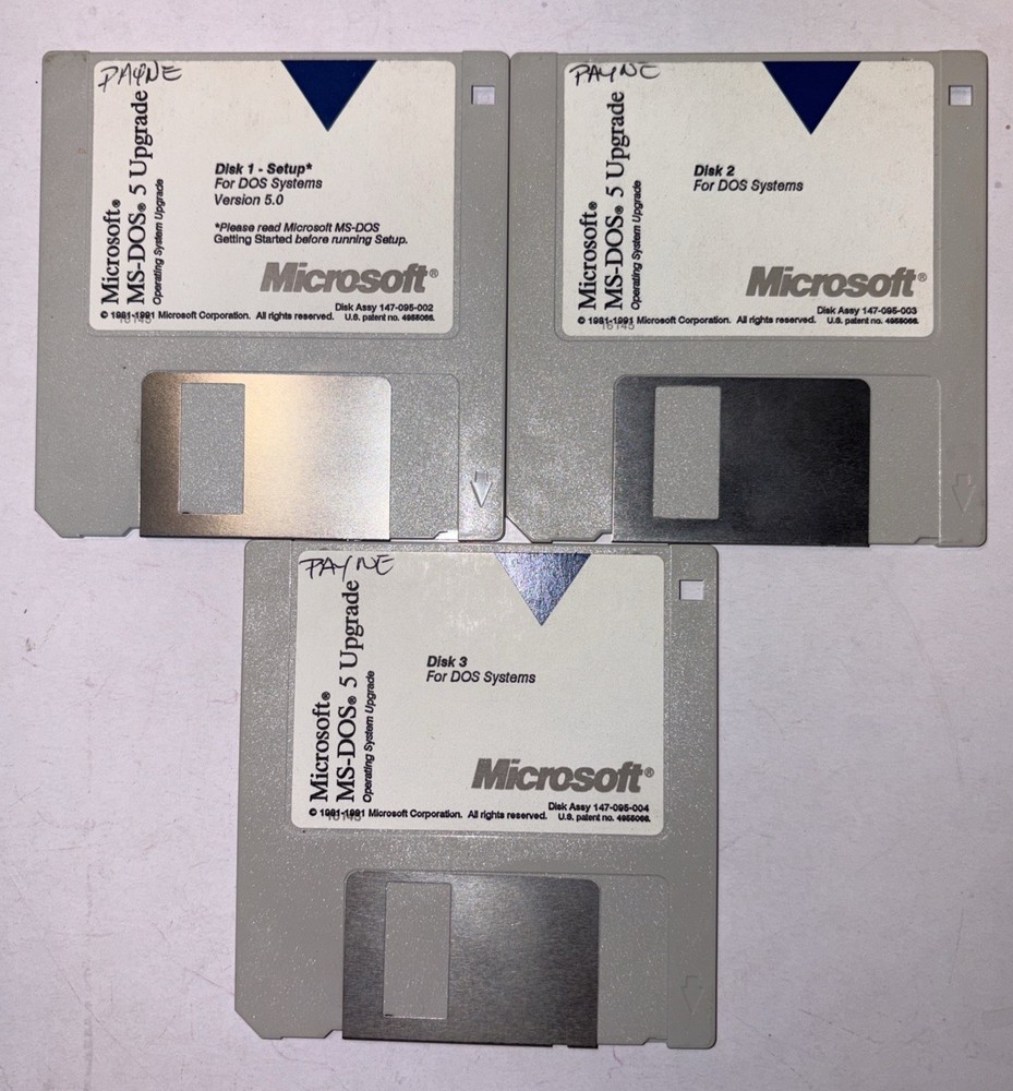 Microsoft MS-DOS 5 Upgrade 3 Floppy Disk Set 1991