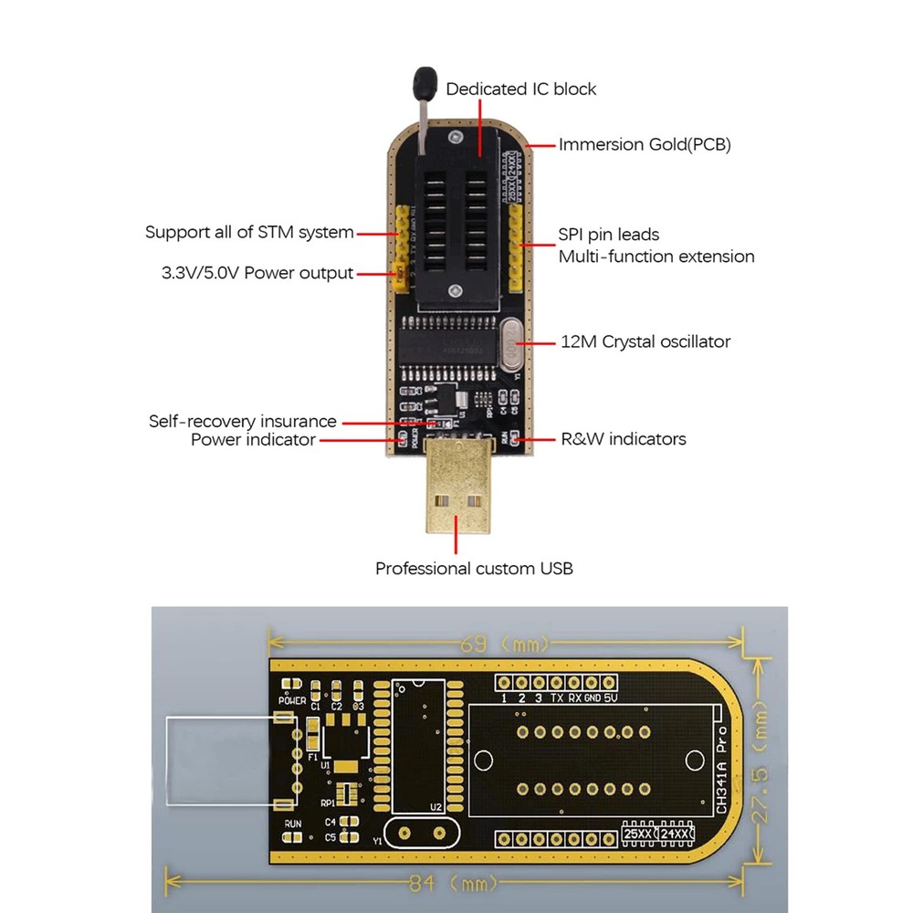 SOIC8 SOP8 Test Clip Flash IC Clips Socket Adpter Programmer BIOS with USB...