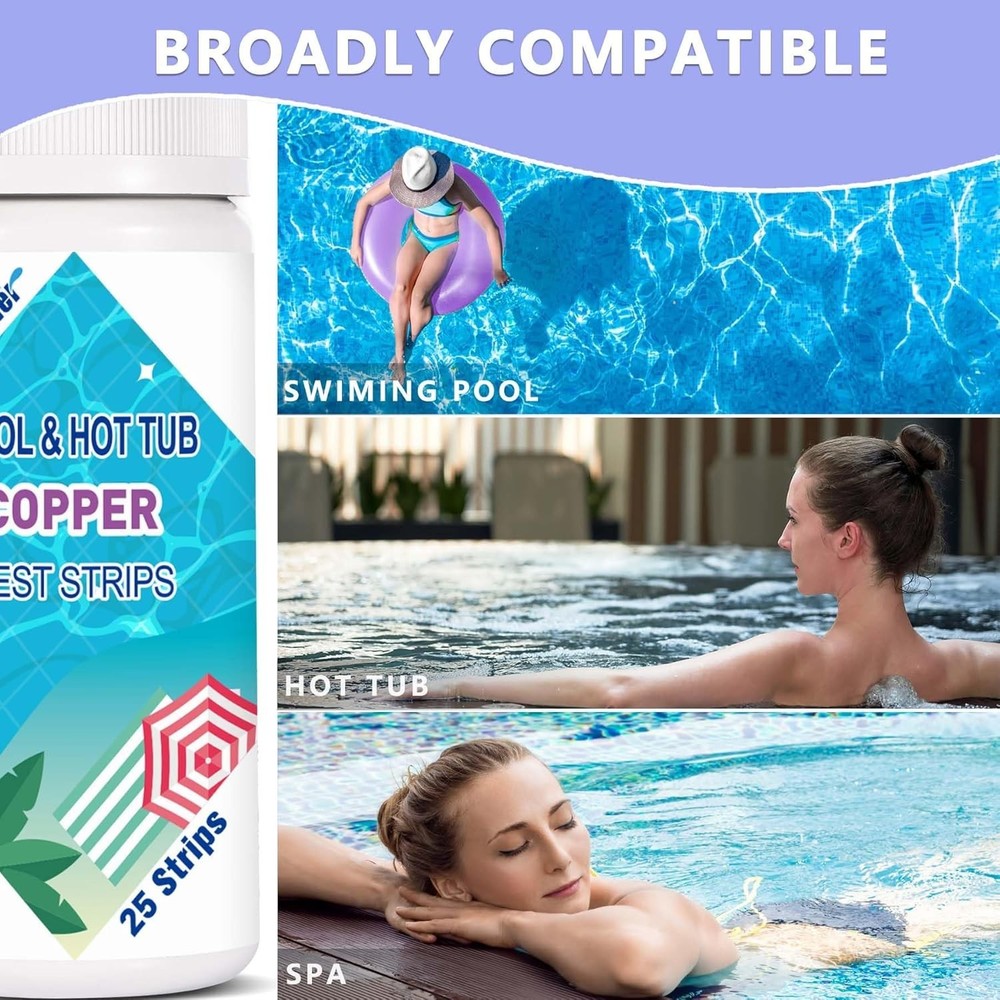 Pool Copper Strips 25 Count Pool Water Testing Kit 0-2 ppm