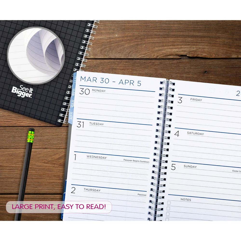 See It Bigger Medium Weekly Planner Black | 15-Month Oct 2025–Dec 2026