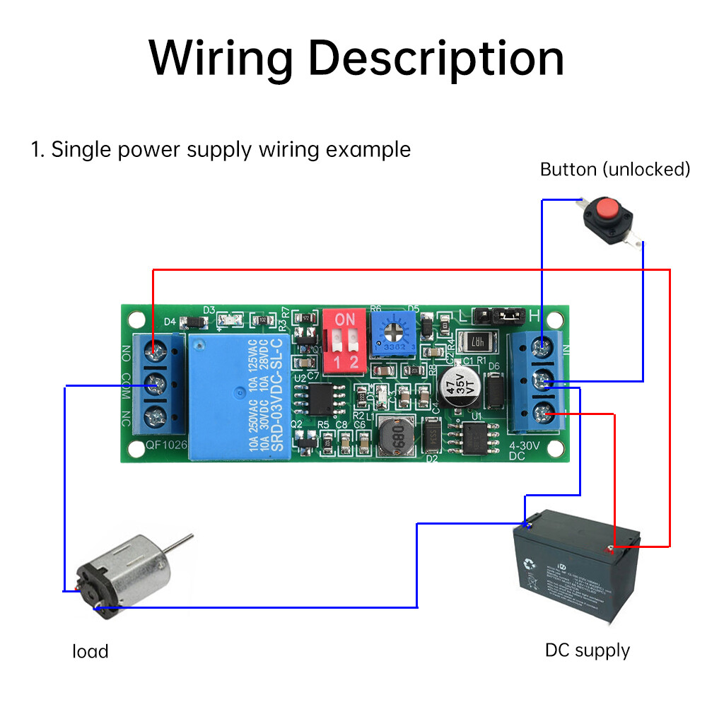 DC 4-30V 1 Way Time Delay Relay Module Adjustable Trigger Delay Switch Module