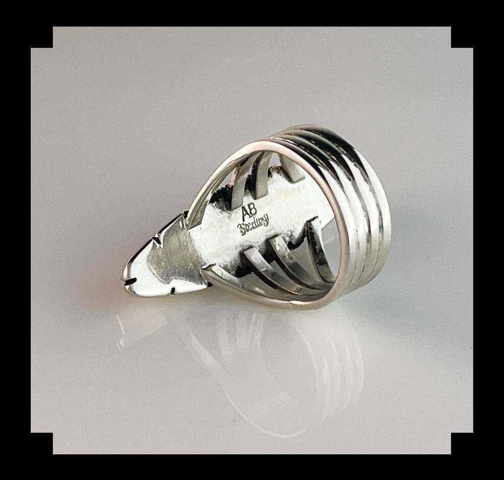 Sterling and Inlay Opalite Ring Size 7