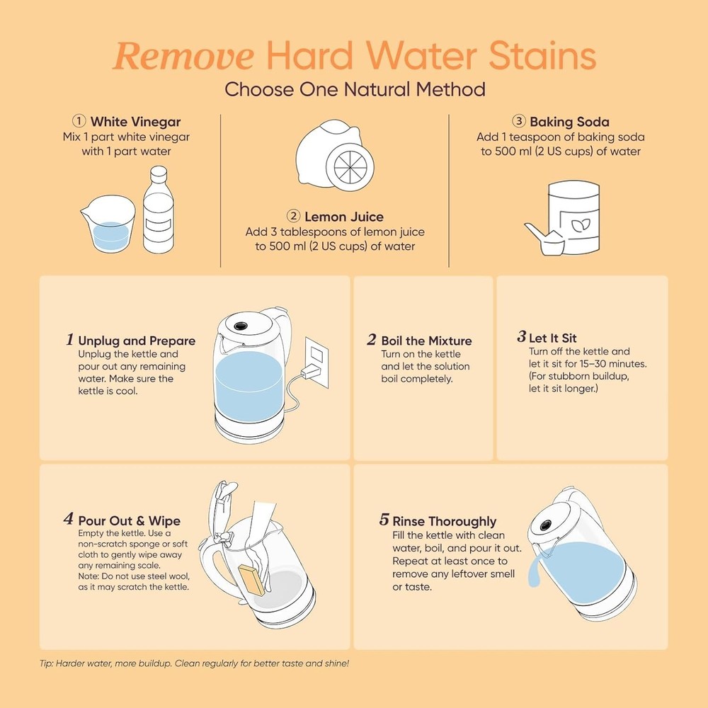 Electric Kettle, No Plastic Contact With Water, Wide Mouth For Easy Cleaning,...