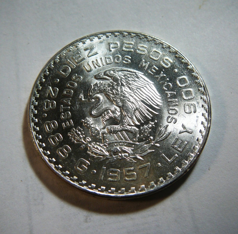 1957 Mexico Silver 10 Pesos Constitution Centennial