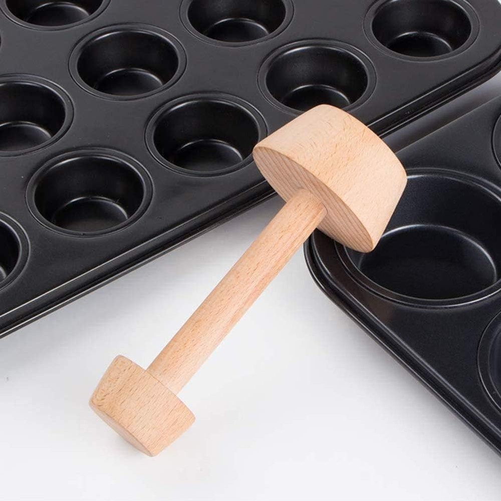 Wooden Tart Tamper Double Sided Pastry Pusher Egg Pie Quiche Baking Tool