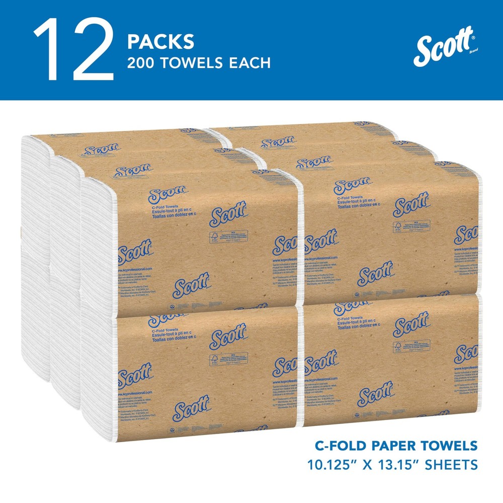 Scott Professional Essential C-Fold Folded 200 Count (Pack of 12), White