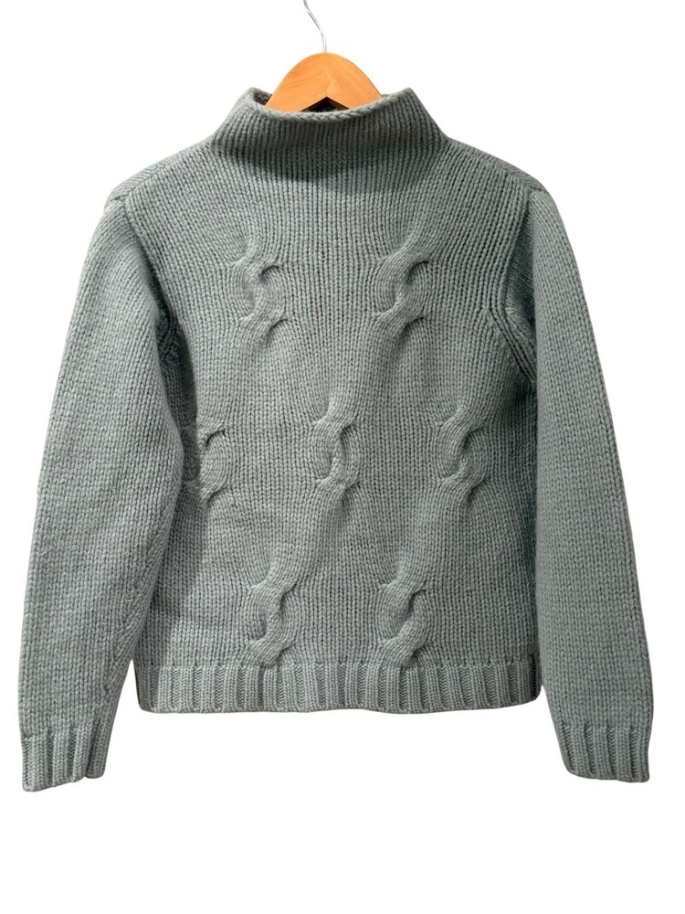 Pendleton Lambswool/Angora Teal Blue Cable Turtleneck Mock Pullover Sweater M