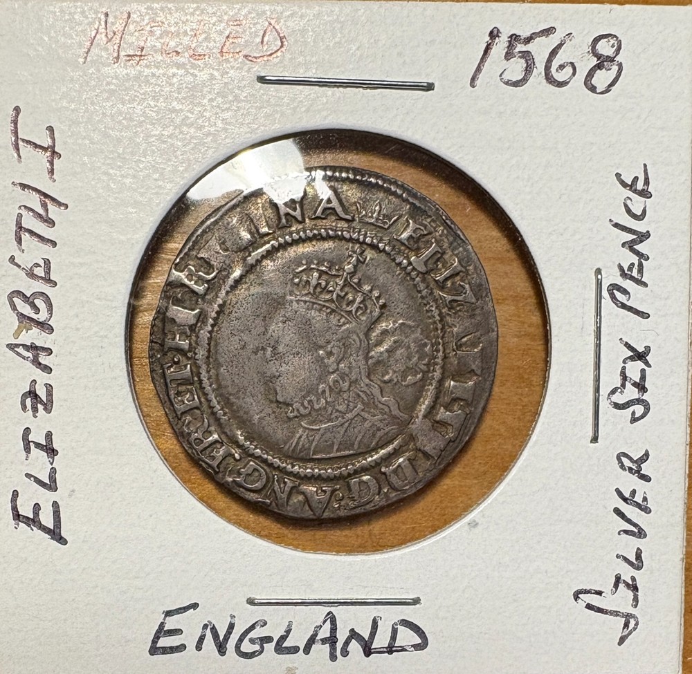 1568 England Silver Six Pence